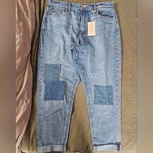 NWT Universal Thread Women's Patchwork High Rise Boyfriend Jeans size 10